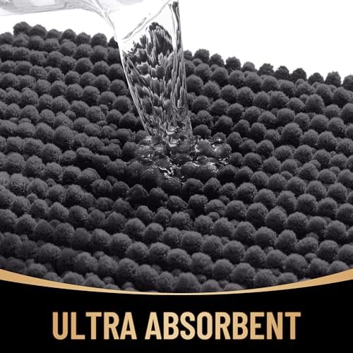 OLANLY Thick Chenille Large Bathroom Rugs Mats 40x32, Dark Grey - Image 3