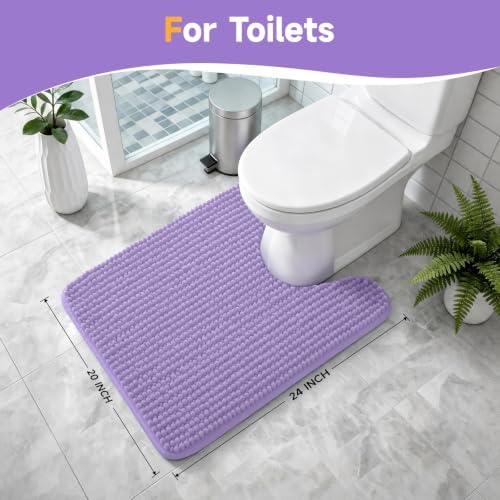 Ophanie Purple Toilet Rugs U-Shaped 24x20, Soft Chenille Contour Bath Mat - Image 2