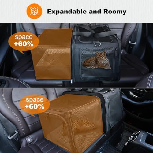 Pidipiti 20x14x14 Expandable car cat Carrier, - Image 3