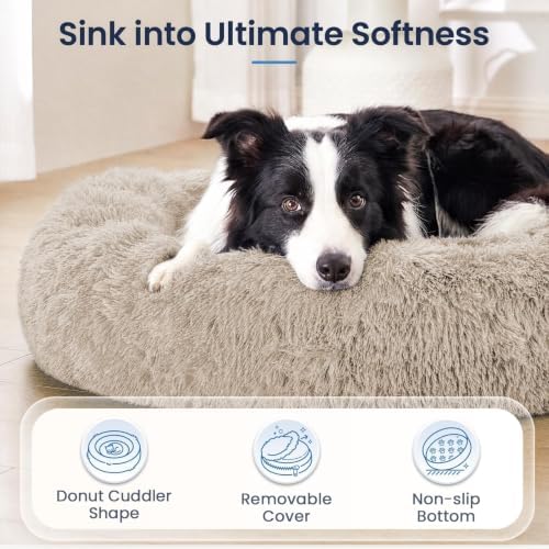 JOLLYVOGUE Washable Dog Beds Large Sized Dog, 36 Inch Donut Large Dog Bed - Image 2