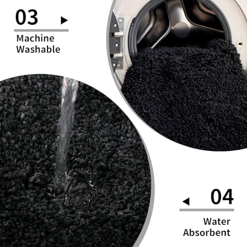 Disolla Black Bathroom Rugs 17x24, Non-Slip Plush Small Bath Mat - Image 5