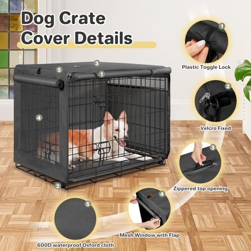 Seiyierr Dog Crate Cover, 30 Inch Dog Kennel Cover - Image 3