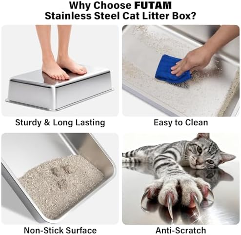 2PACK Stainless Steel Litter Box, XL Metal Cat Litter Box - Image 6