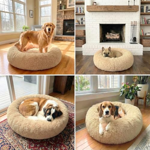 Calming Donut Dog Bed – Faux Fur Anti-Anxiety Pet Bed - Image 4