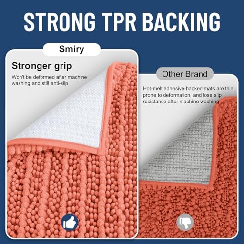 Smiry Bathroom Rugs 36X24, Extra Soft Rubber Backing Chenille Bath Mats - Image 3