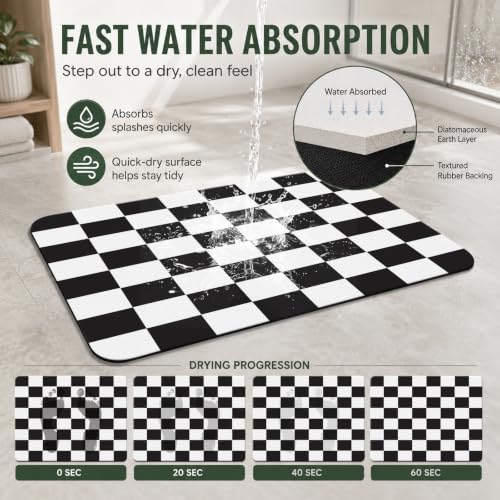 Natural Diatomaceous Earth Bath Mat, Ultra Thin Quick Dry Floor Rug - Image 4