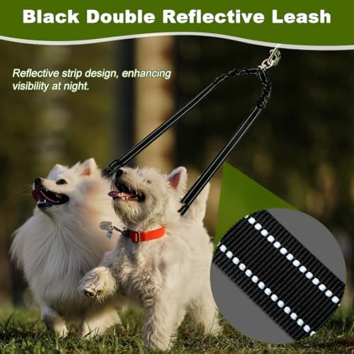 Double Dog Leash, 360° Swivel No Tangl-e Bungee Walking Training Leashes - Image 4
