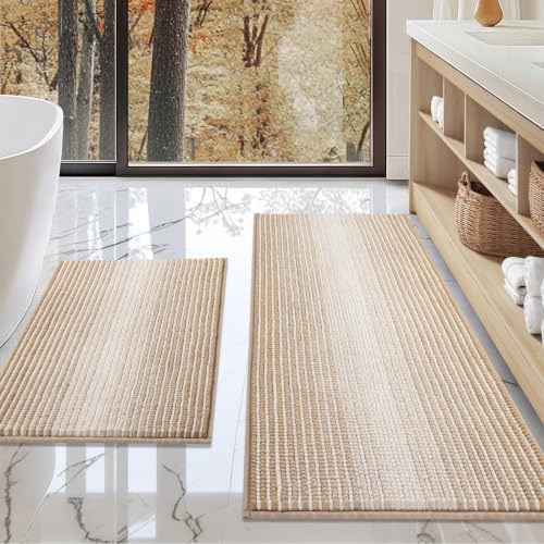 BSICPRO Bathroom Rugs Sets 2 Piece, Non Slip Boho Bath Mats by BSICPRO