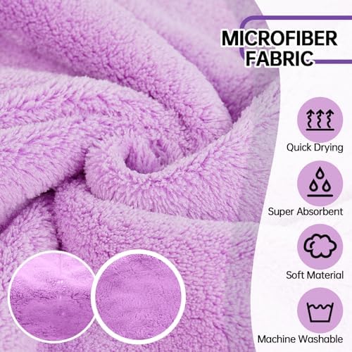Dog Bathrobe, Fast Drying Coat, Super Absorbent Bath Towel Purple XS - Image 2