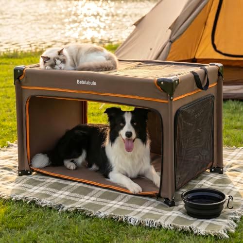 36 Inch Collapsible Travel Dog Crate, 4 Doors & Soft Pet Mat - Image 2