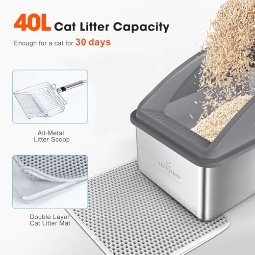 AIPERRO Stainless Steel Litter Box | XXL Deepened 8" Design Metal Cat Box - Image 6