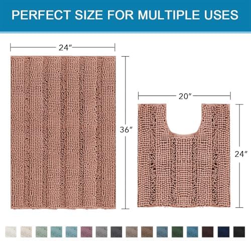 H.VERSAILTEX Bathroom Rugs Bath Rug Set 2 Piece Bathroom Contour Rug Toilet Mat - Image 2
