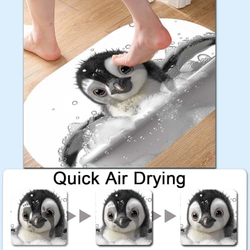 Cute Baby Penguin, Super Absorbent Quick-Drying Bathroom Mat Rug, Rubber - Image 5