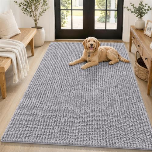 Smiry Dog Door Mat for Muddy Paws 59x35, Ultra Absorbent Chenille Doormat by Smiry