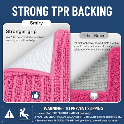 Smiry Bathroom Rugs 34X21, Extra Soft Rubber Backing Chenille Bath Mats - Image 3