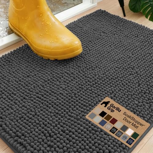 GORILLA GRIP SoakSTOPPER Dog Door Mat, Machine Wash and Dry, 30x20 Charcoal by GorillaGrip