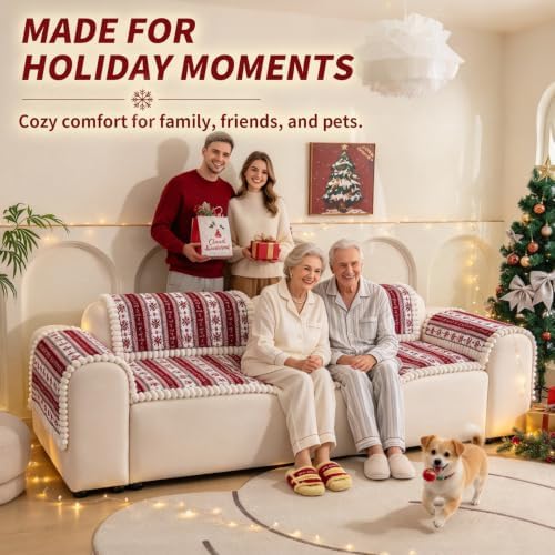 Christmas Couch Cover, Christmas Plush Sofa Cover for Dog Pet 1PC - Image 4