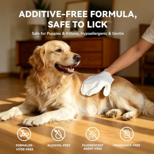 Pet Glove Wipes for Dogs & Cats, Hypoallergenic No Rinse Cleaning Grooming - Image 6