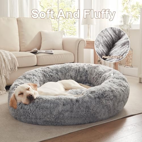 45 in Faux Fur Fluffy Donut Dog Bed - Image 4