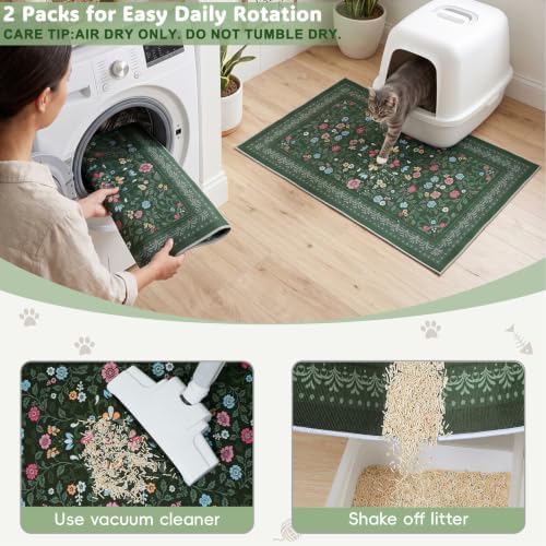 Bienbee Cat Litter Mat, 2 Pack 33" x 22" Machine Washable - Image 6