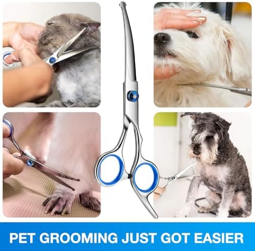 Dog Grooming Scissors Curved Shears Set Rounded Trimming Scissors - Image 7