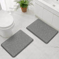 Bcoimo Bath Rug Mat Sets, 2 Piece Extra Soft Chenille Gray Bathroom Mat Set by Bcoimo