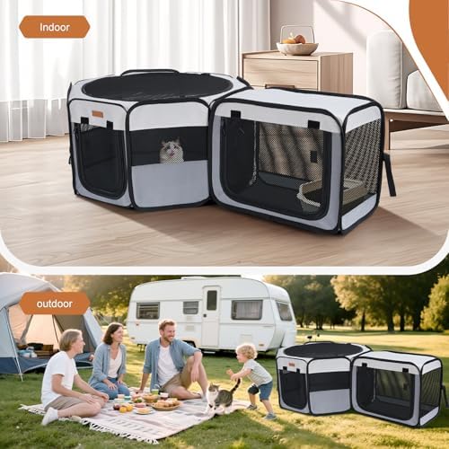 Lekereise Portable Cat Playpen, 2-in-1 Dog Playpen Indoor Outdoor - Image 3