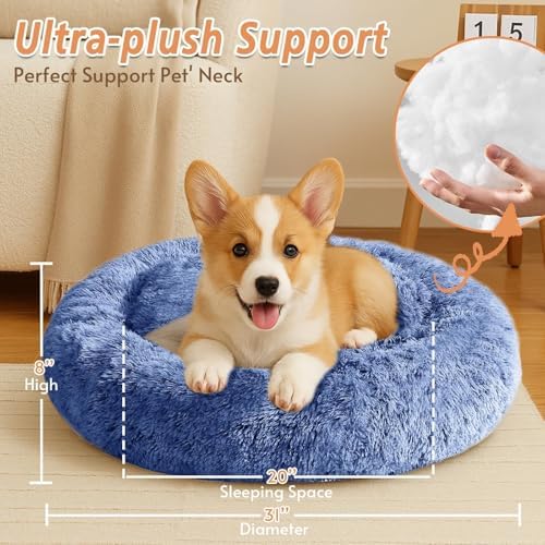JOLLYVOGUE Calming Dog Bed Medium Size Dog, 31in Donut Washable Medium Pet Bed - Image 4