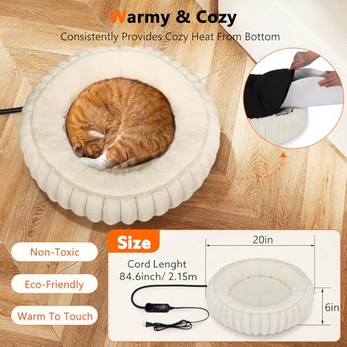 INVENHO Heated Cat Beds for Indoor Cats and Small Dogs, Removable Waterproof - Image 5