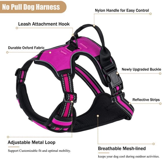 No Pull Dog Harness, Adjustable Reflective Front Clip Pet Vest - Image 2