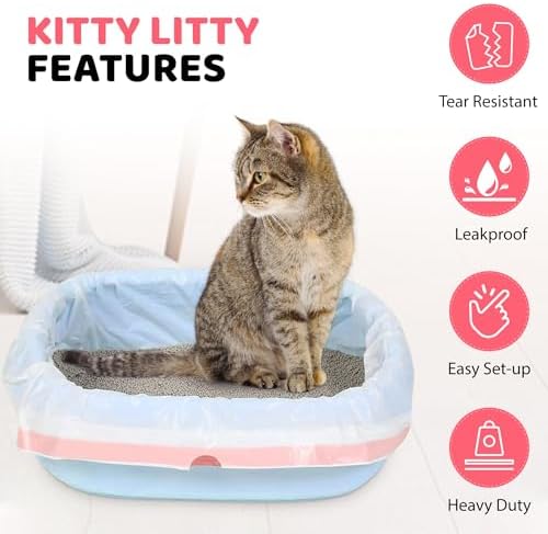 Cat Litter Box Liners 60 Count Drawstring Kitty Litty Waste Liner Clean Up - Image 4