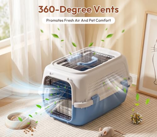 Dog & Cat Hard Carrier, 23IN Two-Door Plastic Pet Kennel - Image 5