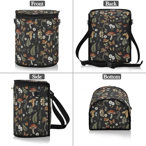 Mushrooms Car Trash Can Vintage Flower Butterfly Dragonfly Car Garbage Bag - Image 2