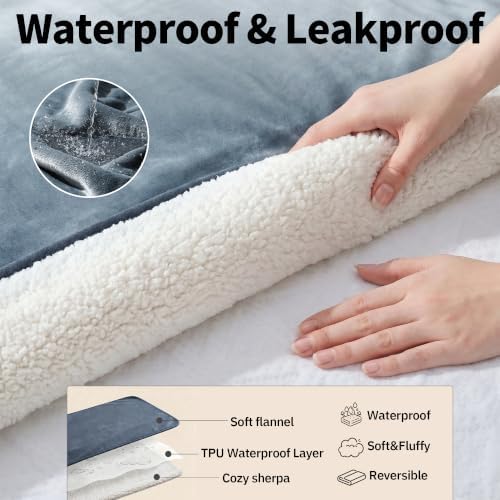 Sunheir Waterproof Blanket for Bed & Couch, Reversible Soft Sherpa Fleece - Image 2
