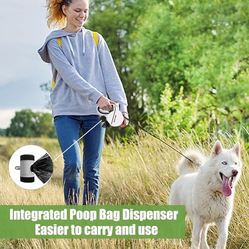 Retractable Dog Leash with LED Flashlight & Poop Bag Holder - Image 3