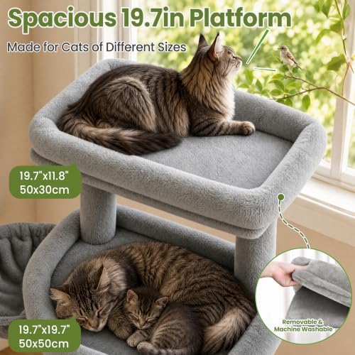 Cat Tree Tower for Indoor Large Adult Cats, 73in Tall Heavy Duty - Image 2