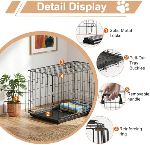 FDW | 30" Foldable Metal Dog Crate | Black | Cage - Image 3
