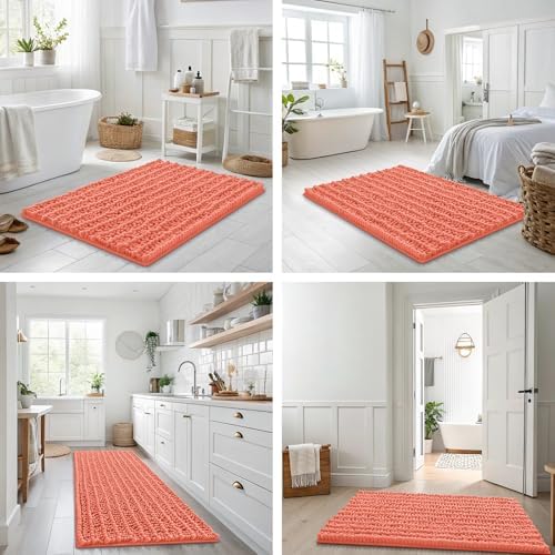 Smiry Bathroom Rugs 40X32, Extra Soft Rubber Backing Chenille Bath Mats - Image 7