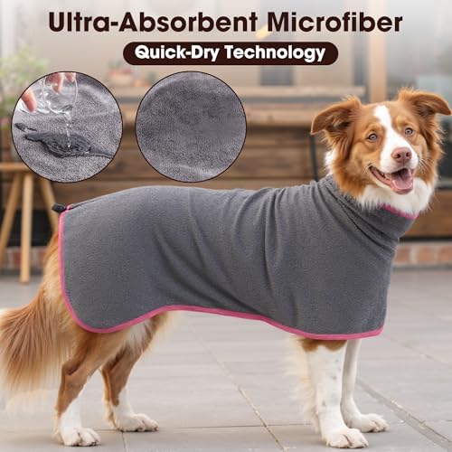 Microfiber Dog Bathrobe, Super Absorbent Dog Drying Coat - Image 4