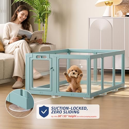 Clear Acrylic Dog Playpen Indoor Pet Pen, 12 Panels - Image 4
