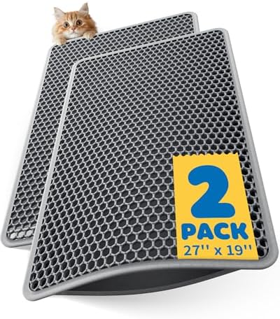Powools Ultra-Large Cat Litter Mat, Double-Layer, 2 Pack by Powools
