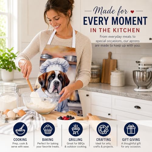 Caroline's Treasures Saint Bernard The Chef Apron Cooking Kitchen Server Baking - Image 6