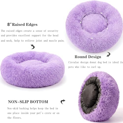 nononfish Small Dog Bed, Plush Calming Donut Pet Bed - Image 5