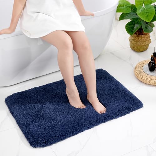 Disolla Navy Blue Bathroom Rugs 24x36, Non-Slip Plush Thick Bath Mat by Disolla