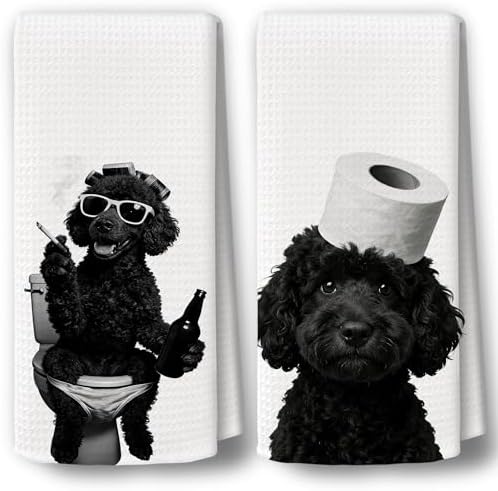 Dog Kitchen Towels Decor Set of 2 by BCUANGD