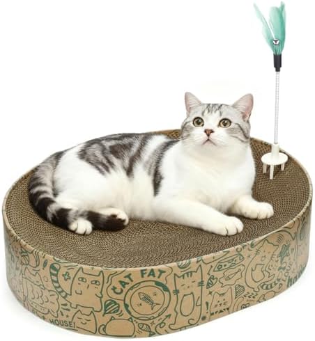 Cat Scratcher Cardboard, 2in1 Oval Cat Scratcher Bed by ARGOPET