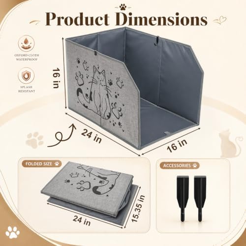 Lawei Waterproof Cat Litter Box Enclosure Splash Guard - Image 2