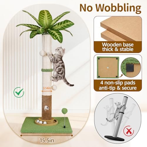 35" Tall Palm Tree Cat Scratching Post Vertical - Image 2
