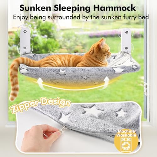 Zoratoo Glow in the Dark Cat Window Perch, Foldable Cordless Pet Hammock - Image 2