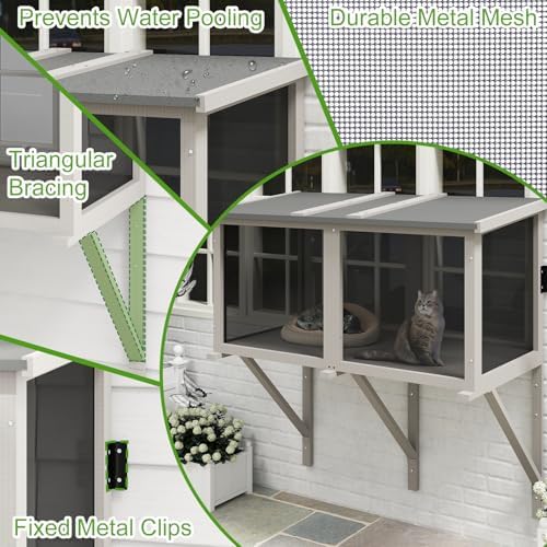 Window Catio Outdoor Cat Enclosure, Compact Cat Window Box - Image 3
